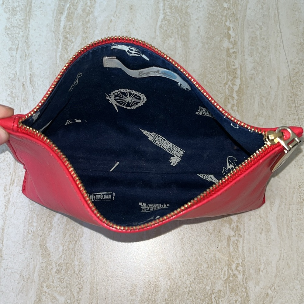 Boden Red Leather Clutch/Makeup Bag